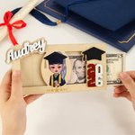 Personalized Grad Cap Cartoon Character Wooden Money Holder Cash Envelope with Name and Year Graduation Gift for Class of 2026 Graduates
