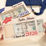 Personalized Graduation Cap Wooden Money Cash Holder with Name and Year Class of 2026 Funny Party Favor Graduation Gift for Graduates