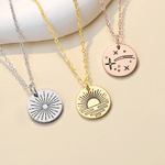 Personalised Engraved Weather Birthstone Necklace with Date and Name Dainty Jewellery Birthday Anniversary Gift for Girls Women Friends