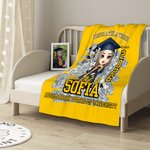 Personalisierte Herzlichen Glückwunsch Sie haben es Cartoon-Charakter Pailletten weiche Decke mit Namen und Schule Graduierung Geburtstag Geschenk für Absolventen