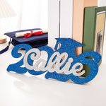 Panneau en bois pailleté personnalisé avec nom et année Décoration pour photo de fin d'études Cadeau pour les diplômés de la promotion 2026