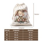 Sac de bonbons en toile personnalisé avec nom et motif de lapin mignon - Cadeau de Pâques pour les enfants et la famille