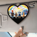 Personalized Heart-Shaped Family Figures Back View Design Car Visor Clip with Name Car Accessory Birthday Anniversary Gift for Family Friends