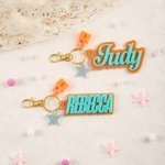 Personalised Showgirl Glitter Name Acrylic Keychain with Star Lock Charm Bag Tag Concert Accessory Birthday Anniversary Gift for Fans Music Lovers