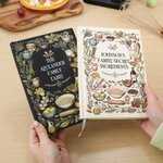 Personifierad trädgårdsblommor mat kryddor kryddor A5 dagbok anteckningsbok med text födelsedag mors dag present för nya hem flyttare matlagning älskare