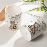 Personalized Cartoon Daisy Animal Pattern Ceramic Flower Pot with Name and Bamboo Tray Mother's Day Gift for Mom