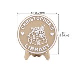 Personalized Book Cat Coffee 3D-Printed Acrylic Library Sign with Name Desk Bookshelf Decor Birthday Gift for Bookworms Book Lovers