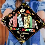 Personalized Social Worker Graduation Cap Topper Decoration with Name and Year BSW MSW Graduation Gift for Women Graduates