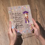 Lámpara de noche LED de cuatro colores ajustable con base de madera y nombre Regalo de graduación para graduados