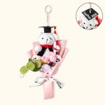 Personalised Graduation Bear Keyring Knitted Flower Bouquet with Name and Class of 2026 Party Decoration Photo Prop Gift for Graduates