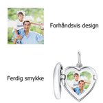 Personlig hjerteanheng i sterlingsølv med bilde og gravering minimalistisk smykke bursdagsgave og jubileumsgave til henne