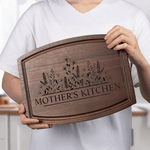 Personalized Flower Design Curved Charcuterie Cutting Board with Text and Juice Groove Housewarming Mother's Day Gift for Couples Family
