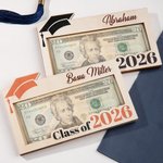 Personalized Graduation Cap Wooden Money Cash Holder with Name and Year Class of 2026 Funny Party Favor Graduation Gift for Graduates