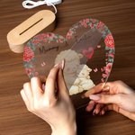 Personalized Cute Mom-Child Animal Floral Heart Shape Acrylic LED Night Light with Name and Wooden Base First Mother's Day Gift for New Mom