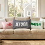 Personalized Embroidered Text Multicolor Plaid Soft Pillow Cover Home Decor Daily Use Baby Shower Housewarming Gift for Kids Family