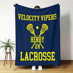 Personalised Lacrosse Multicolor Soft Throw Blanket with Name and Number Game Day Team Gift for Lacrosse Players Coaches