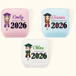 Graduación personalizada de dibujos animados Chica de cuero de viaje joyero con el nombre y el año de la ceremonia de graduación de souvenirs regalo de cumpleaños para las mujeres niñas