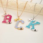 Personalized Enamel Graduation Cap Initial Necklace with Name Graduation Gift for Class of 2026 Graduates Classmates