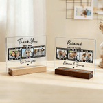 Personalised Film Strip 3 Photos Grating Acrylic Ornament with Title Date Name and Wooden Base Desk Decor Birthday Gift for Best Friend Family