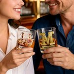 Personlig 295 ml whiskyglass med initialer som gave til far ektemann eller en god venn