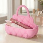 Personalized Multicolor 3D-Printed Quilted Vanity Catchall Basket Cosmetics Tray with Handle and Initial Home Decor Birthday Gift for Woman Friend