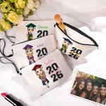 Personalised 2026 Cartoon Graduate Character Linen Wristlet Makeup Bag with Name Graduation Ceremony Birthday Gift for Women Girls