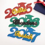 Panneau en bois pailleté personnalisé avec nom et année Décoration pour photo de fin d'études Cadeau pour les diplômés de la promotion 2026