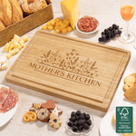 Personalized Engraved Flower Design FSC Bamboo Charcuterie Cutting Board with Text and Juice Groove Kitchen Decor Housewarming Gift for Family Friend