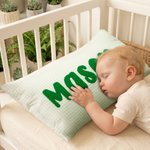 Personalized Embroidered Text Multicolor Plaid Soft Pillow Cover Home Decor Daily Use Baby Shower Housewarming Gift for Kids Family