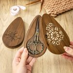 Personlig gravert vintage sydesign dråpeformet magnetisk saksesak i tre med navn Morsdag Bursdagsgave til syelskere