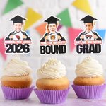 Cara personalizada Foto Graduación Cupcake Toppers Juego de 12 Graduación Decoración de la fiesta Regalo para la clase de 2026 Graduados