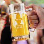 Personalized Engraved Grad Cap Initial 16.6 oz Beer Glass with Name and Handle Graduation Party Gift for Graduates