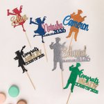 Personalized Glitter Multicolour Graduate Silhouette Cake Topper with Name and Year Cake Decor Graduation Season Party Gift for Graduates