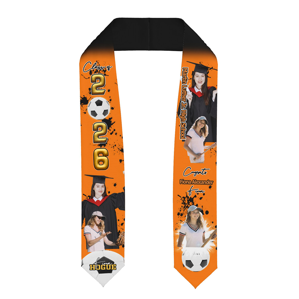 Personalized Photo Collage Multicolor Sport Graduation Stoles with Text Class Of 2026 Graduation Gift for Graduates