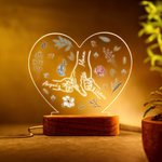 Personalized Holding Hands Birth Flowers Heart-shaped LED Night Light with 1-6 Names and Wooden Base Mother's Day Birthday Gift for Mom Grandma