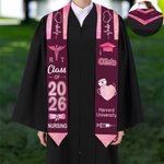 Personalized Multicolor Medical Symbols Occupational Graduation Stole with Name and Year Graduation Keepsake for Nurse Doctor Medical Graduates