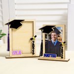 Personalized Tassel Bachelor Hat Wooden Photo Frame with Name and Base Desk Decorarion Class of 2026 Graduation Gift for Graduates