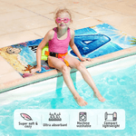 Personalized Cute Ocean Animals Initial Oversized Quick Dry Beach Towel with Name Summer Vacation Accessory Birthday Gift for Boys Girls