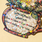 Personalized Birth Flower Stained Glass Design Suncatcher with Title and 1-10 Names Mother's Day Gift for Grandma Mom