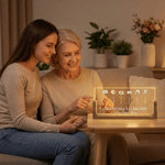 Personalised Grandma's Garden Birth Flower Rectanglar Acrylic LED Night Light with Wooden Base and Name Mother's Day Gift for Mom Grandma