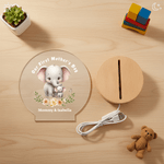 Personalised First Mother’s Day Animal Acrylic Night Light with Name and Wooden Base Room Decoration Birthday Mother's Day Gift for New Mom