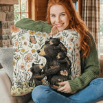 Personalised Flower Cute Mom Bear and 1-5 Baby Bears Soft Cushion Cover with Names Room Decor Mother's Day Gift for Mom