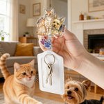 Personnalisé aquarelle 1-3 photos d'animaux de compagnie Badge rétractable avec nom et breloque patte pailletée Cadeau d'anniversaire pour le personnel médical Amoureux des animaux de compagnie