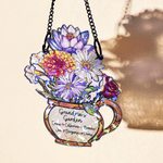 Personalized Birth Flower Stained Glass Design Suncatcher with Title and 1-10 Names Mother's Day Gift for Grandma Mom