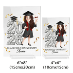 Personlig tegneserieplakett i akryl med navn og årstall Graduation Keepsake-gave til nyutdannede