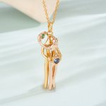 Personalisierte Paar Umarmung 2 Birthstones Halskette Zierliche Schmuck Valentinstag Jahrestag Geschenk für Paare