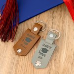 Llavero de cuero personalizado multicolor con foto de gorro de graduación con nombre y año Regalo de graduación motivador para graduados