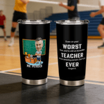 Personalised Multicolor Cartoon Teacher Character Photo 20 oz Tumbler with Name Teacher's Day Thanksgiving Day Birthday Gift for Male Teacher