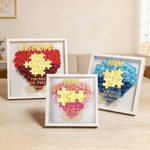 Personalized 2-8 Puzzle Names Love Paper Flower Shadow Box Frame with Title Home Decor Mother's Day Gift for Women