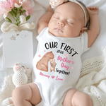 Personalized 100% Cotton First Mother's Day Bear Pattern T-shirt Bodysuit with Name and Year Daily Wear Mother's Day Gift for Mom Grandma